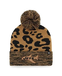'47 Brand Women's Brown New York Jets Rosette Cuffed Knit Pom Hat