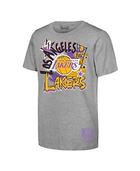 Mitchell & Ness Big Boys and Girls Heather Gray Los Angeles Lakers Hardwood Classics Play by T-Shirt