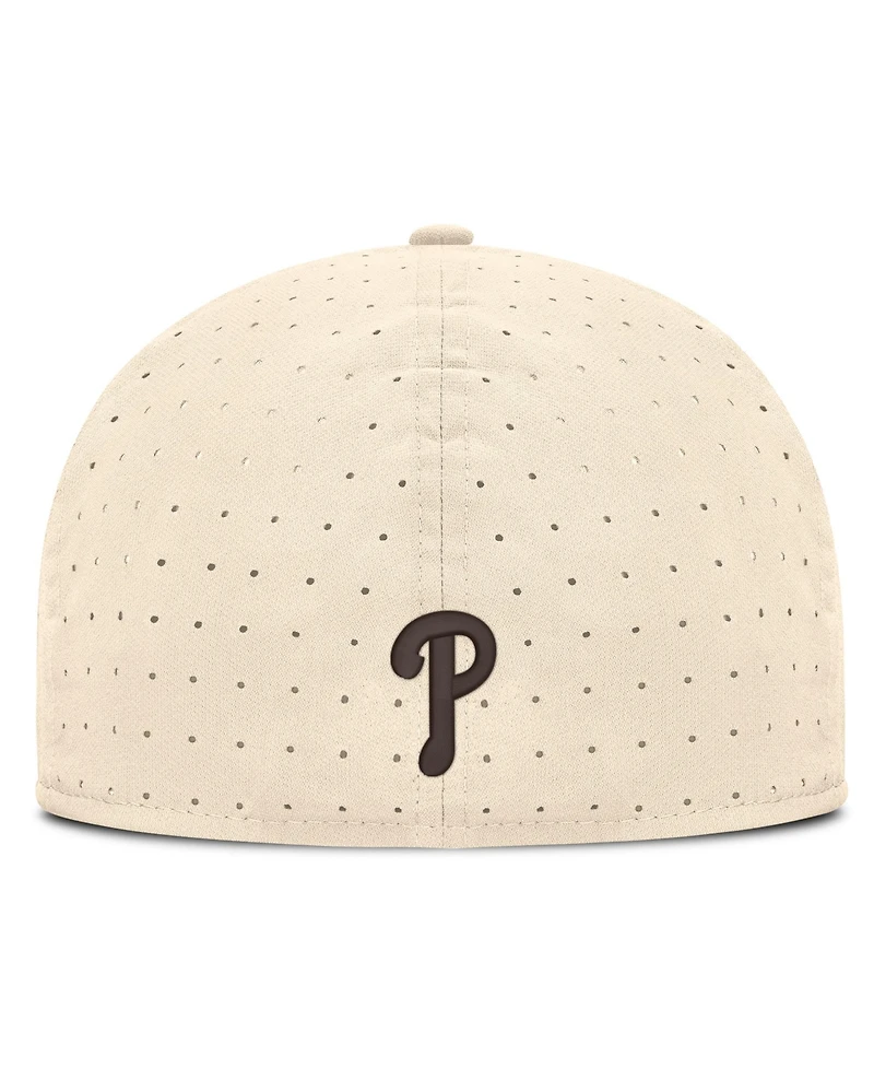 Nike Men's Natural Philadelphia Phillies True Dri-fit AeroBill Fitted Hat
