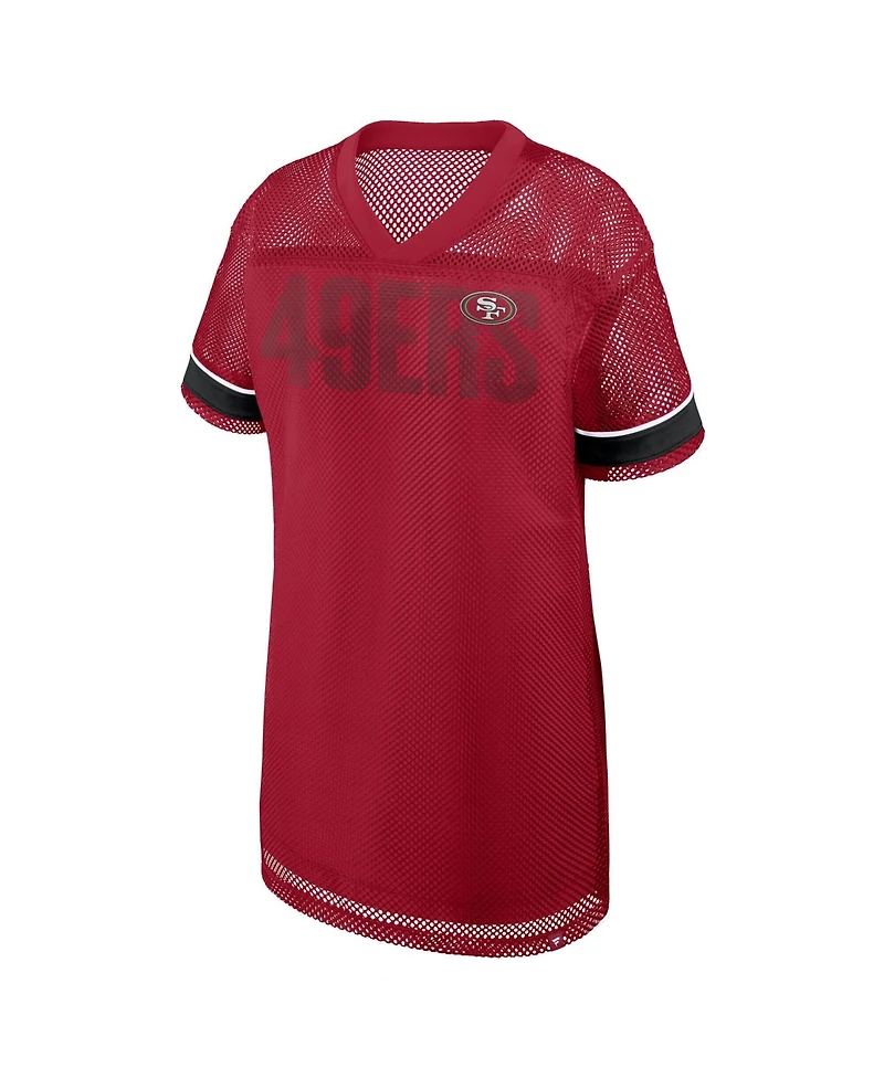 Fanatics Women's San Francisco 49ers Oversized Mesh Team First Deep Route V-Neck Dress