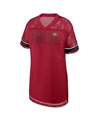 Fanatics Women's San Francisco 49ers Oversized Mesh Team First Deep Route V-Neck Dress