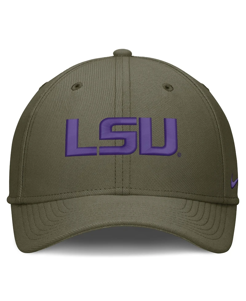 Nike Men's Olive Lsu Tigers Primetime SwooshFlex Dri-fit Hat