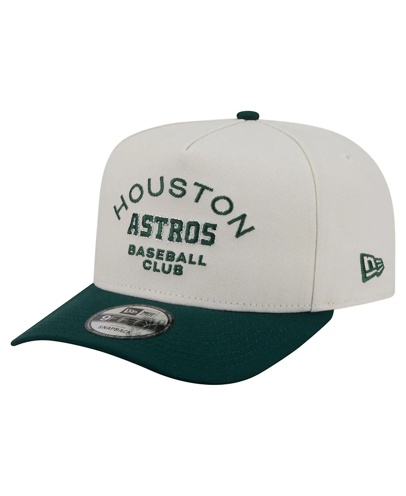 New Era Men's Cream/Dark Green Houston Astros Chrome A-Frame 9FIFTY Snapback Hat