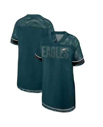 Fanatics Women's Philadelphia Eagles Team First Deep Route Oversized Mesh Short-Sleeve Dress