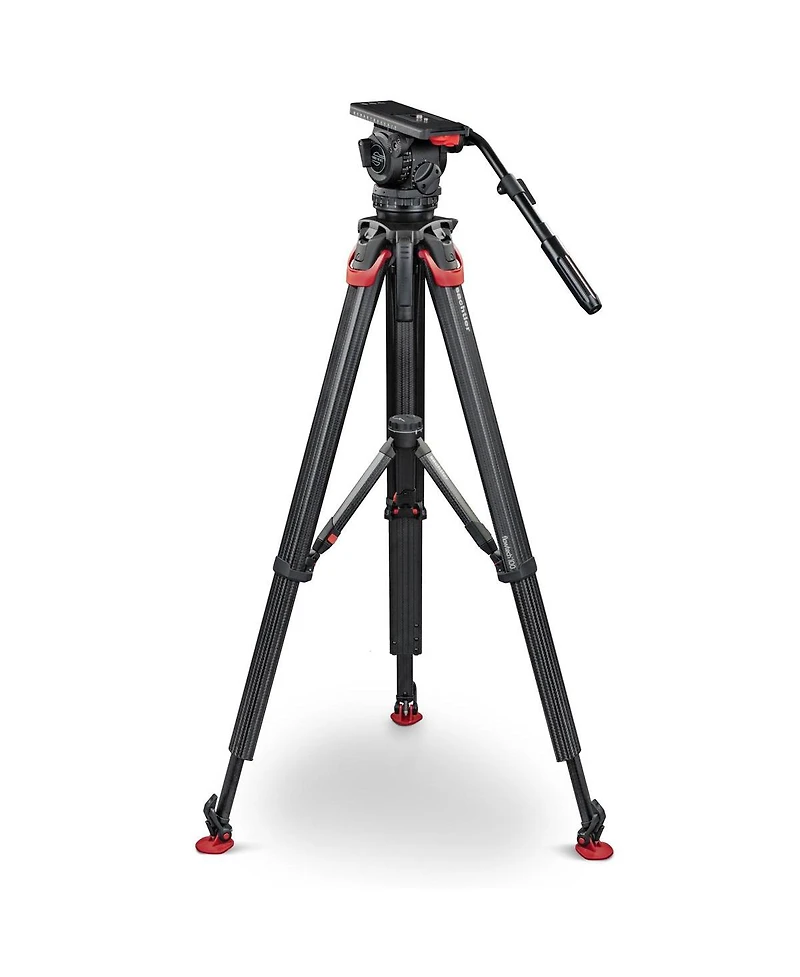 Sachtler Video 18 S2 Fluid Head with flowtech 100 3-Section Carbon Fiber Tripod, Mid-Level Spreader