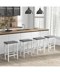 Gouun Set of 2 Button-Tufted Counter-Height Bar Stools with Footrest