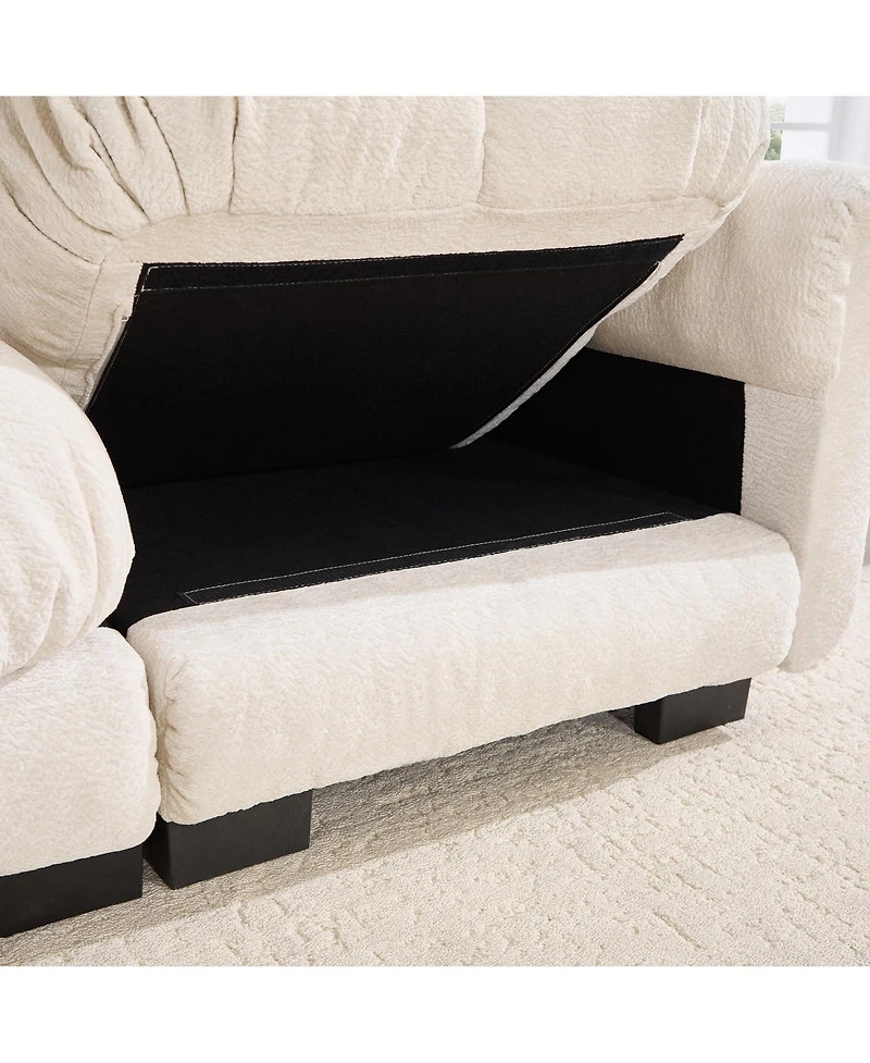 Boyel Living Oversize Chenille U-Shaped Sofa Deep Seat Couch with Movable Ottoman Exquisite Pillows and Quilted Back Cushions