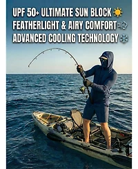 Piscifun 3 Pack Mens Fishing Hooded Face Cover Quick Dry Long Sleeve Performance Tee Outdoor Sports Yard Work