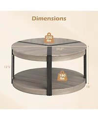 Gouun 34.5-Inch Rubber Wood 2-Tier Round Center Table