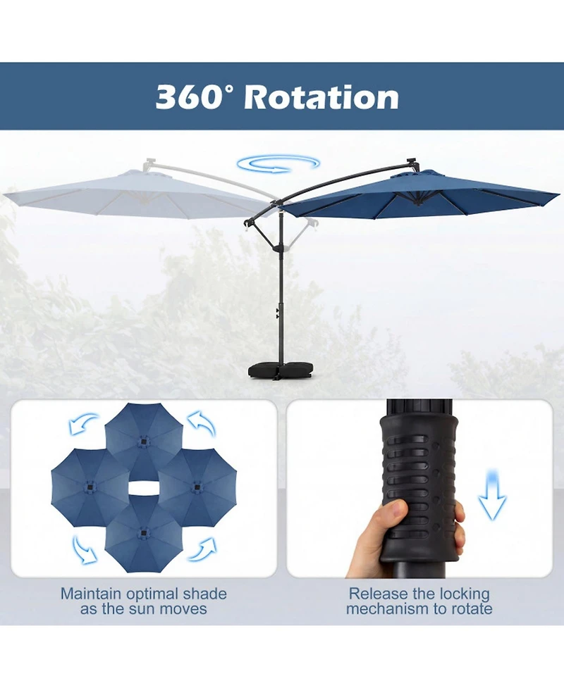 Gouun 10-Foot Solar Led Offset Cantilever Patio Umbrella