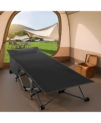 Aboron 2-Pack Folding Camping Cot with Mat: 78"x32". Heavy Duty 1200D Oxford Outdoor Bed for Adults Carry Bag. Portable Travel