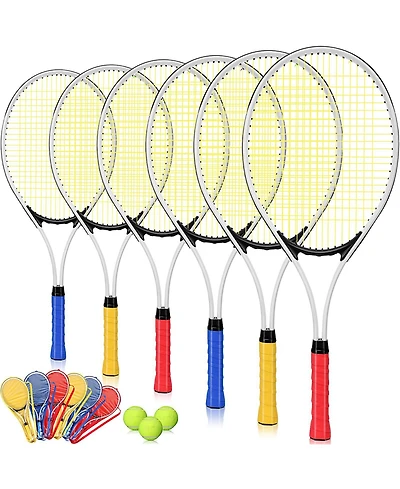 Aofar 6 Tennis Rackets Set For Adult Beginner With Balls Bag
