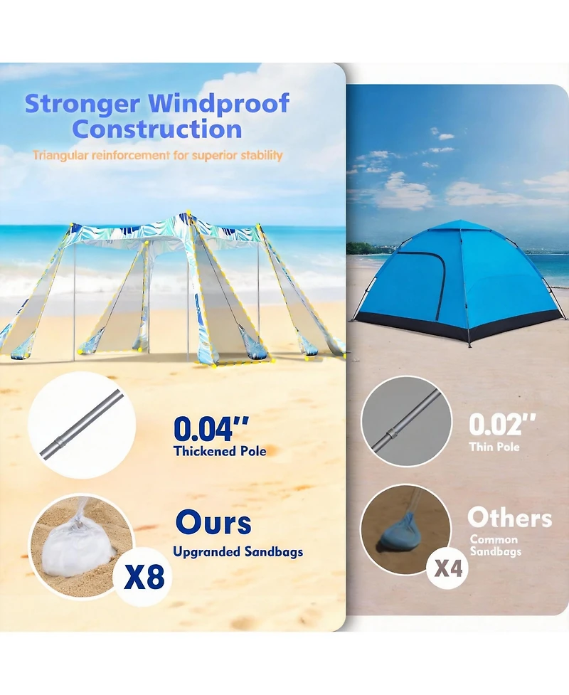 Aofar Beach Tent Sun Shelter Uv Protection Sandbags Portable Shade camping