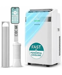SereneLife 14,000 Btu Portable Air Conditioner with Wi-Fi, Dehumidifier and Fan, Window Exhaust Kit Included