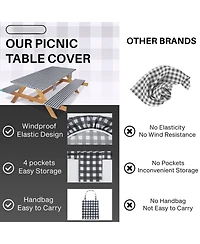 Piscifun Waterproof Fitted Picnic Table Cover With Bench Covers Elastic Camping Outdoor