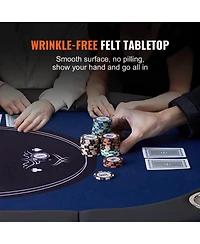 Slickblue Portable 8-Player Poker Table with Folding Design, Padded Rails and Cup Holders