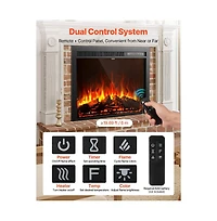 Slickblue Recessed Electric Fireplace Insert Wall Mounted Heater with Adjustable Flames