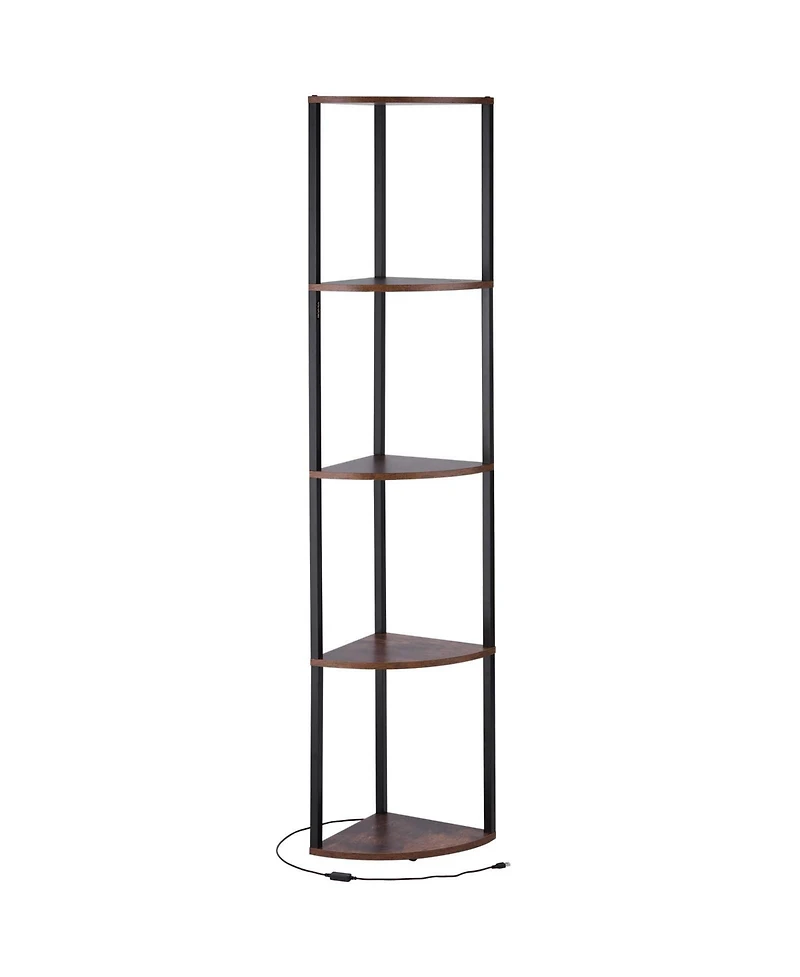 Slickblue Tall 5 Tier Corner Bookcase with Led Lights, Display Storage Shelf for Collectibles and Decor