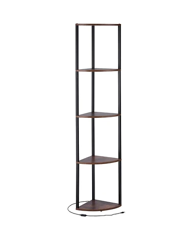 Slickblue Tall 5 Tier Corner Bookcase with Led Lights, Display Storage Shelf for Collectibles and Decor