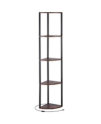 Slickblue Tall 5 Tier Corner Bookcase with Led Lights, Display Storage Shelf for Collectibles and Decor