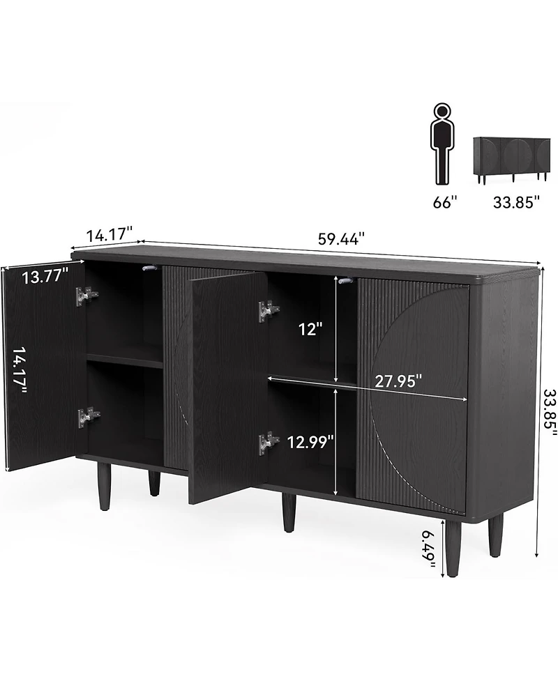 Tribesigns 59" Buffet Cabinet with Storage Doors