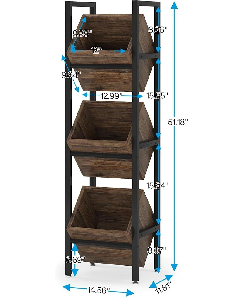Tribesigns 3-Tier Basket Stand with Storage Baskets