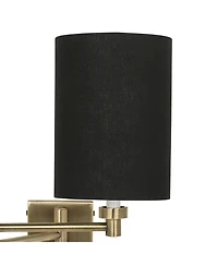 Barnes and Ivy Modern Swing Arm Wall Lamp Dark Antique Brass Plug-In Light Fixture Linen Cylinder Shade for Bedroom Bedside