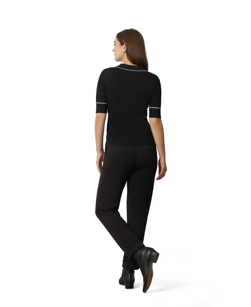 Cable & Gauge Women's Tipped Polo Sweater