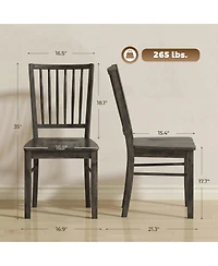 Homcom Set of 2 Farmhouse Dining Chairs with Solid Wood Legs