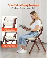 Gouun Wooden Folding Chairs Set of 2 with Padded Cushion