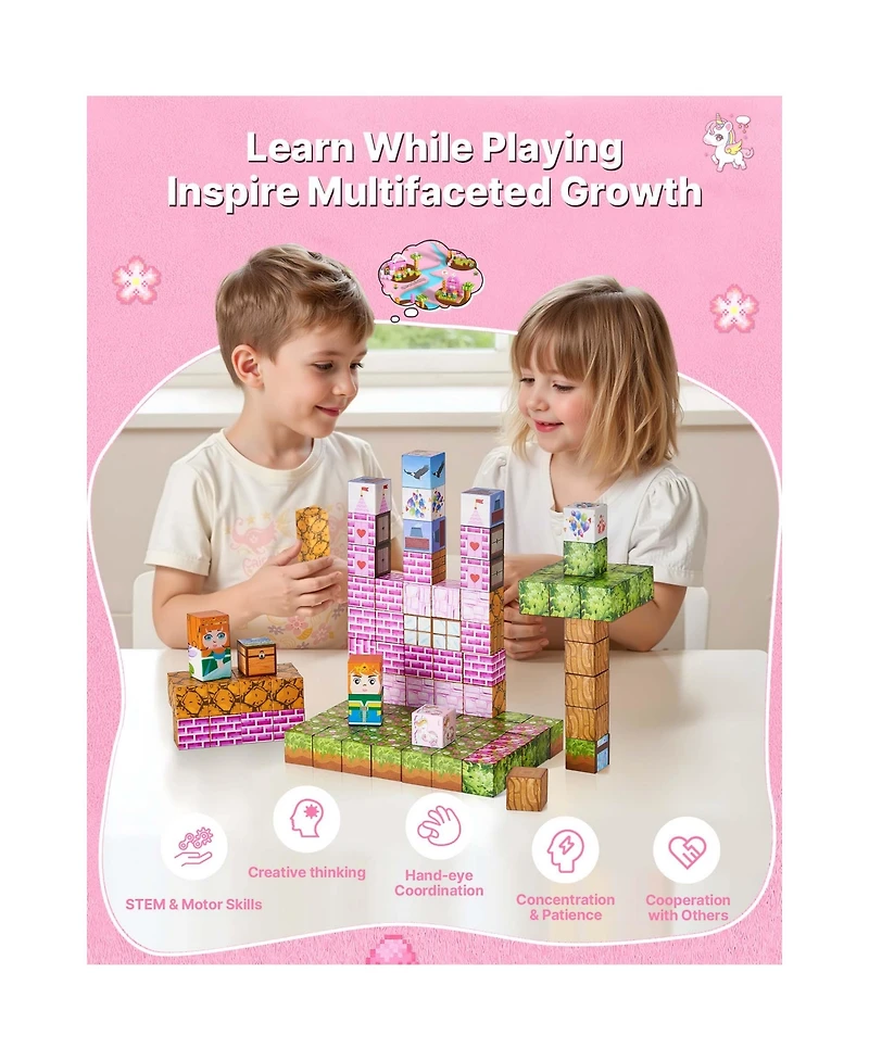 Hongge Princess Castle 100-Piece Magnetic Building Set, Ages 3+