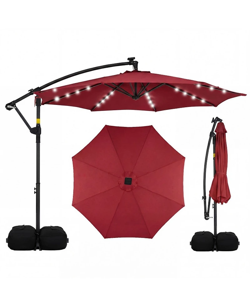 Gouun 10-Foot Solar Led Offset Cantilever Patio Umbrella