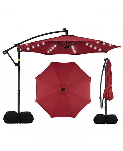 Gouun 10-Foot Solar Led Offset Cantilever Patio Umbrella