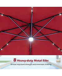 Gouun 10 feet Cantilever Offset Patio Umbrella with Solar Led Lights