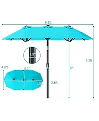 Gouun 10 feet Double-Sided Rectangular Patio Umbrella with Push-Button Tilt