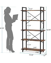 Tribesigns 5-Tier Industrial Bookshelf with Metal Frame