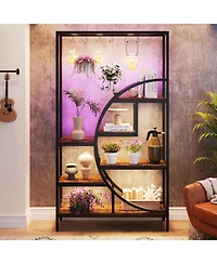 Tribesigns 7-Tier 70.9" Half Moon Shaped Plant Stand with Hanging Hooks