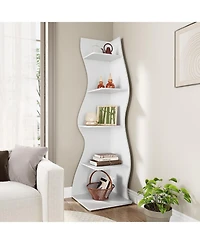 Tribesigns 5-Tier Wavy Corner Bookshelf with Curved Design