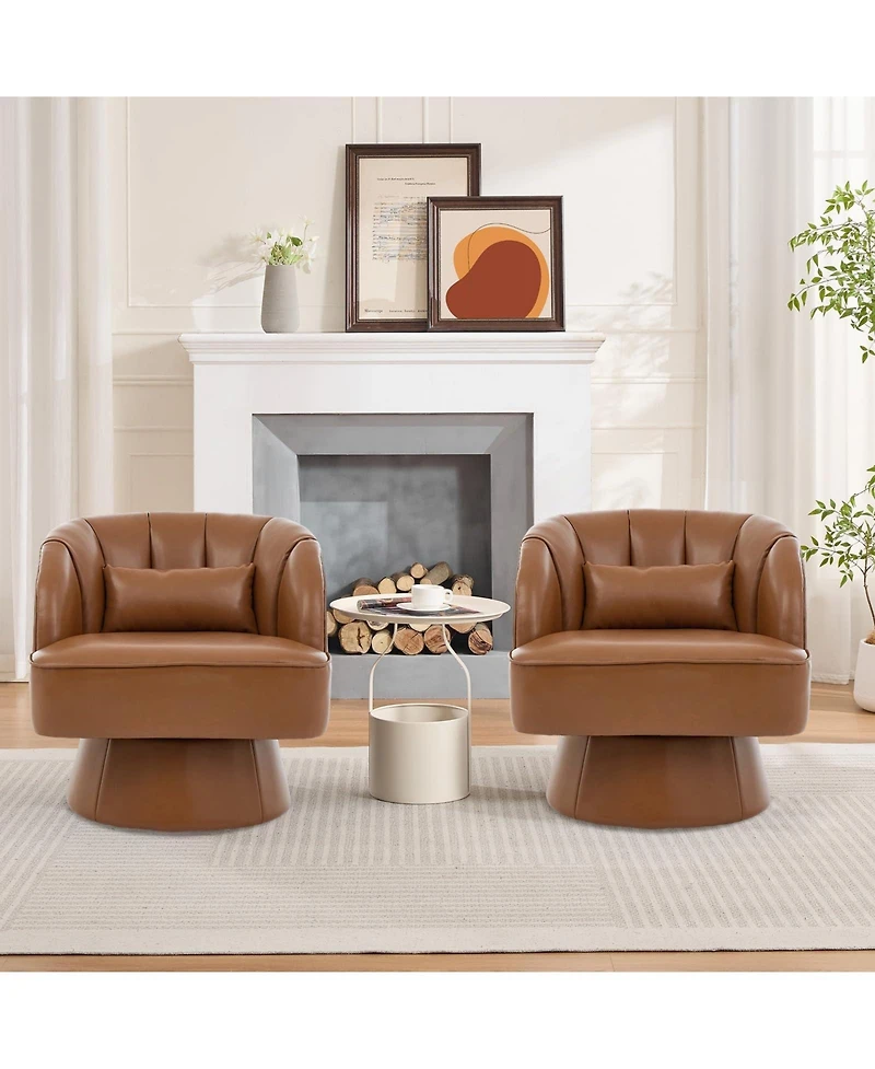 gaomon Modern 360degree(s) Swivel Barrel Accent Chair, Upholstered Armchair, Comfy Round Lounge Chair