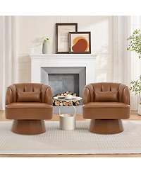 gaomon Modern 360degree(s) Swivel Barrel Accent Chair, Upholstered Armchair, Comfy Round Lounge Chair