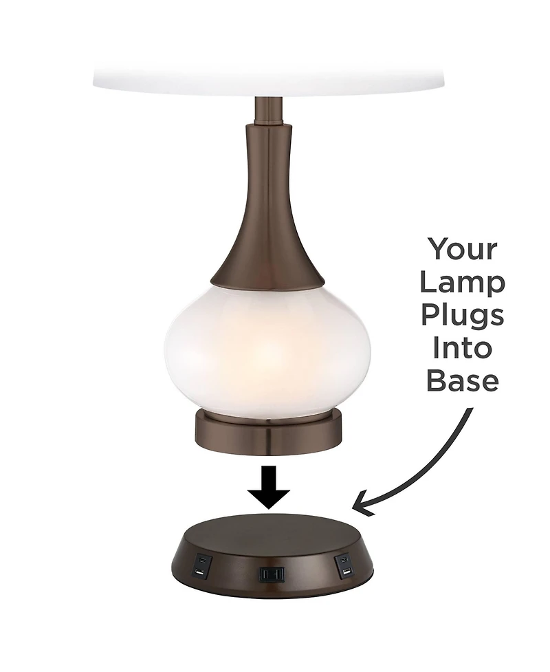 360 Lighting Modern Table Lamp with Usb and Ac Power Outlet Workstation Charging Base 24.5" High Droplet Living Room Desk Office