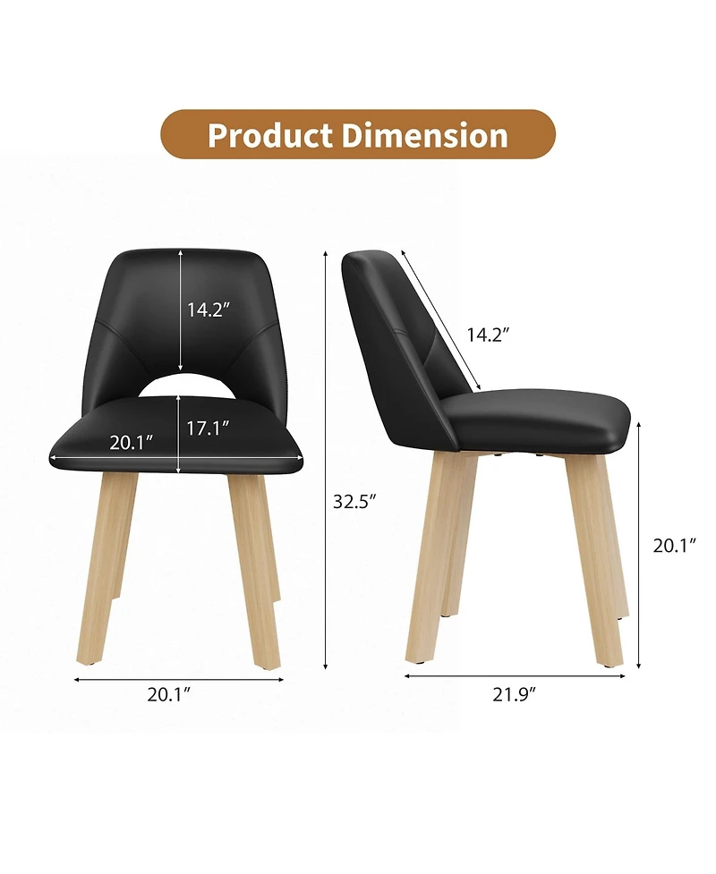 homfan Dining Chairs of 6, Pu Leather Upholstered Chairs with Wood Frame, Modern Armless Side Chairs for Dining, Kitchen