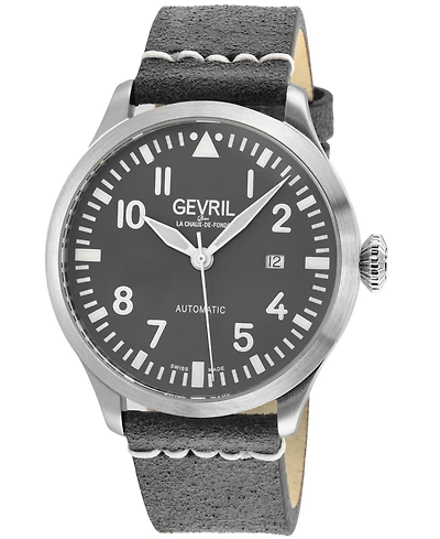Gevril Men's Swiss Made Vaughn Swiss Automatic Italian Leather Strap Watch