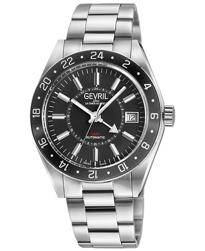 Gevril Men's Swiss Made Belmont Swiss Automatic Silver Stainless Steel Bracelet Watch