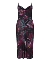 City Chic Plus Marisol Orchid Print Cowl Neckline Midi Dress