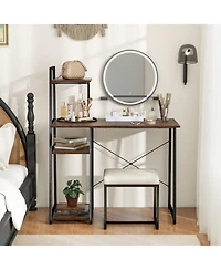 Gouun Wood Home Office Desk with Built-In Power Outlet