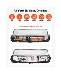Hongge Padded Snowboard and Ski Travel Bag 65 in 600D Waterproof Oxford with Adjustable Inner Straps