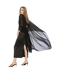 Alexia Admor Women's Cape-Sleeve Chiffon Overlay Boat Neck Satin Gown