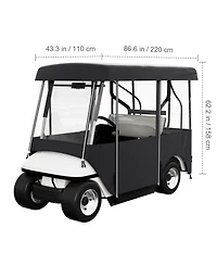 Hongge 4-Person Golf Cart Driving Enclosure 86 in with Transparent Windows for Ezgo Club Car and Yamaha