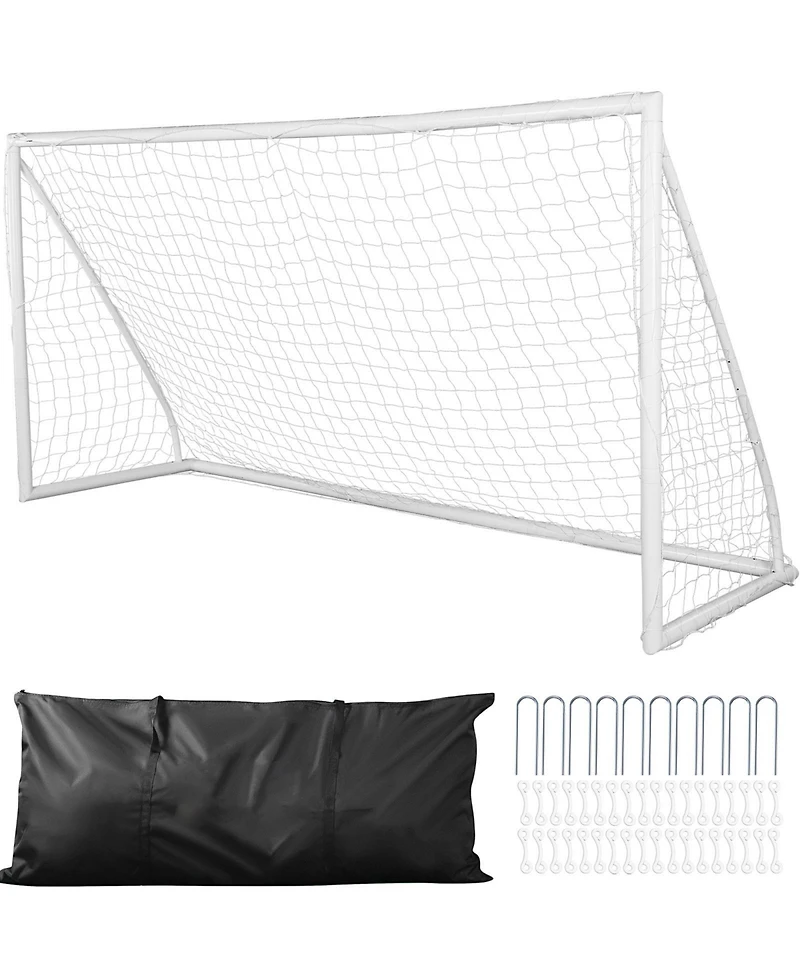 Hongge Large 12 x 6 ft Portable Soccer Goal with 30-Ply Knotted Netting for Backyard Youth Training
